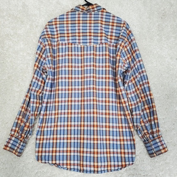 Roper Men Plaid‎ Snap Shirt Size Medium Blue Brown Long Sleeve Western Cowboy - Picture 8 of 12